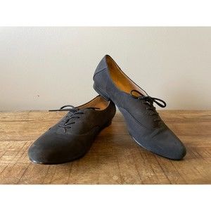 Naturalizer Women's Sz 10M Leal Grey Charcoal Leather Preppy Oxford Loafer Suede